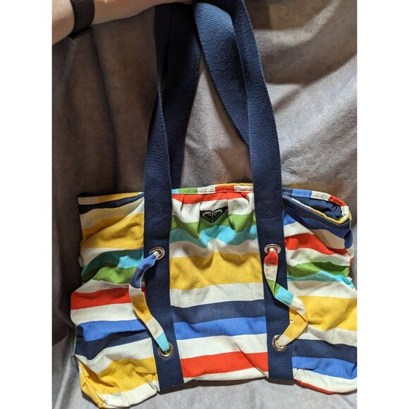 Retro Roxy Striped Canvas Beachy Tote Bag - Picture 6 of 14